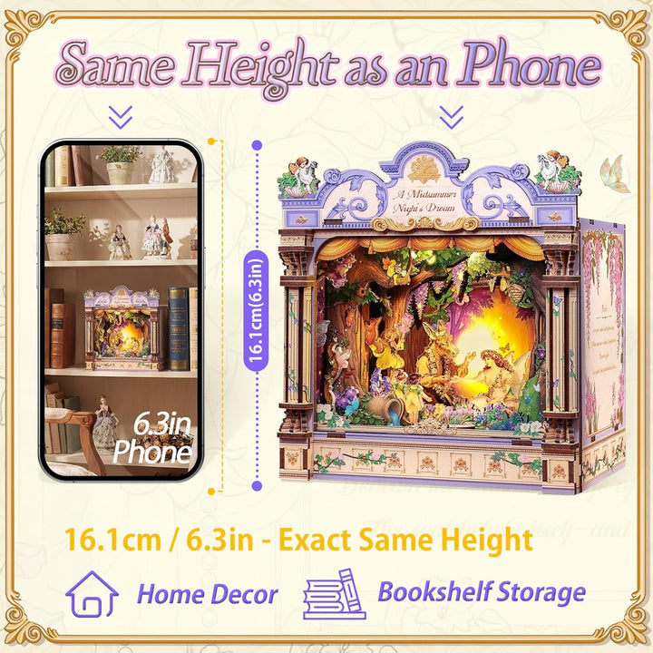 CUTEBEE Miniatur Haus Selber Bauen, 3D Holzpuzzle für Erwachsene, DIY Book Nook Kit, Shakespeare lit