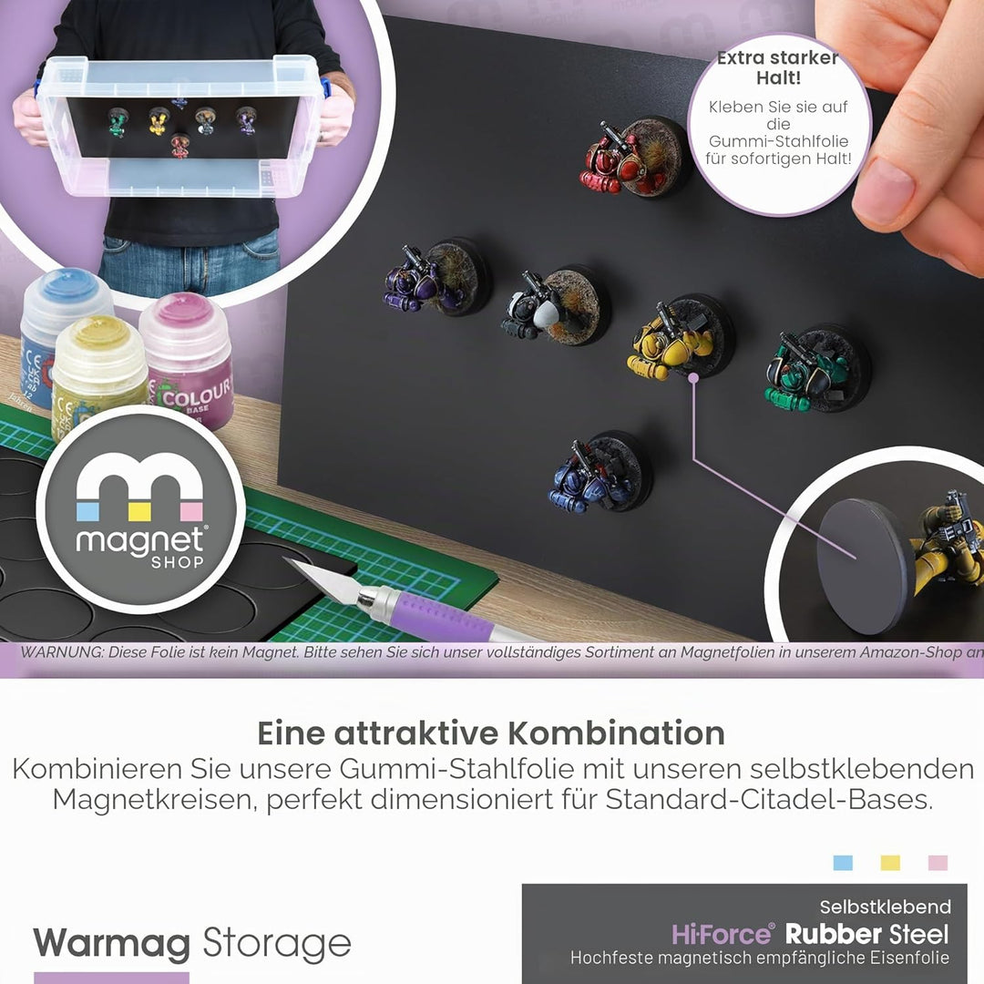 WarMag Gummi-Stahlbleche | Weiches Metallblech (eisenhaltig) für Wargaming-Miniaturen, Magnetdisplay