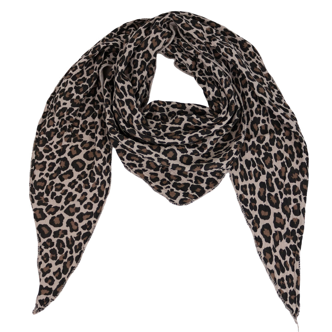 MIRROSI Damen Musselin Halstuch Made in Italy mit Leoprint oder Unifarben – Leichtes Dreieckstuch fü