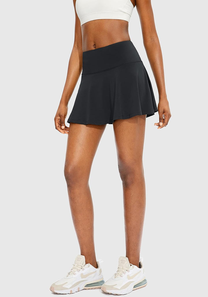 ThreeH Tennis Skorts Röcke plissiert Golf High Waisted Athletic Skort Workout Sportrock mit 4 Tasche