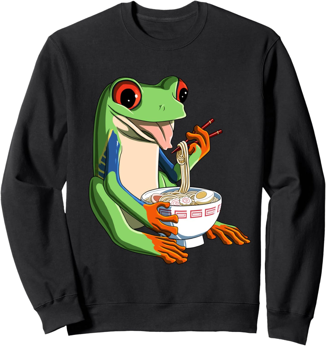 Japanischer Anime Ramen Nudeln Rotaugenlaubfrosch Frosch Sweatshirt