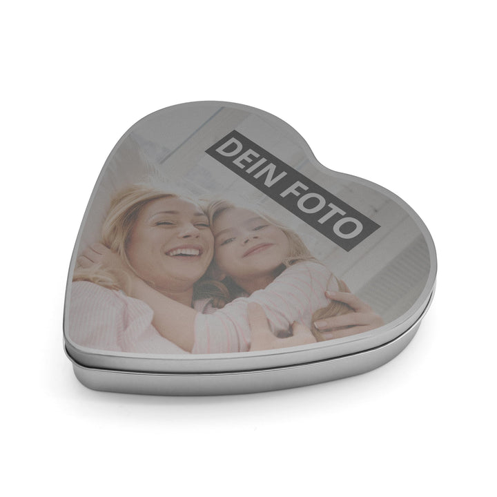 Personalisierte Herzdose mit Foto - Blechdose in Herzform mit eigenem Motiv selbst gestalten Herz (1