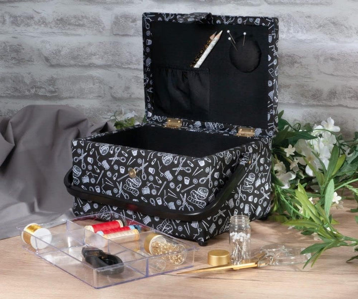 Hemline Goldfarbene Nähbox: (M): Hemline Gold Notions Print