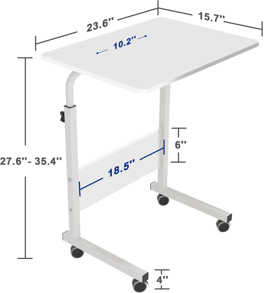 soges Laptoptisch Beistelltisch mit Rollen,höhenverstellbarer PC Tisch Notebook Sofatisch Laptopstän