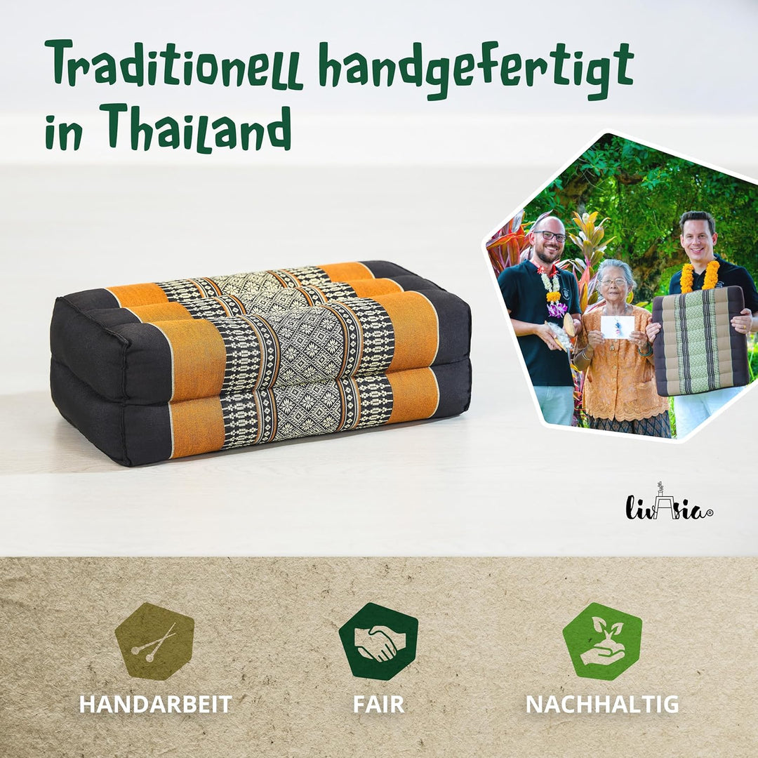 livasia Block Yogakissen eckig - 17x34x12cm - Meditationskissen mit Kapok, Stützkissen Bolster recht
