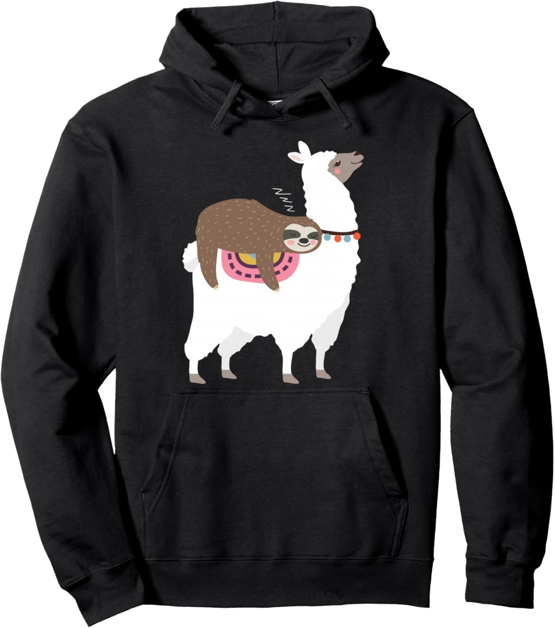 Faultier schläft auf Alpaka Lama Pullover Hoodie