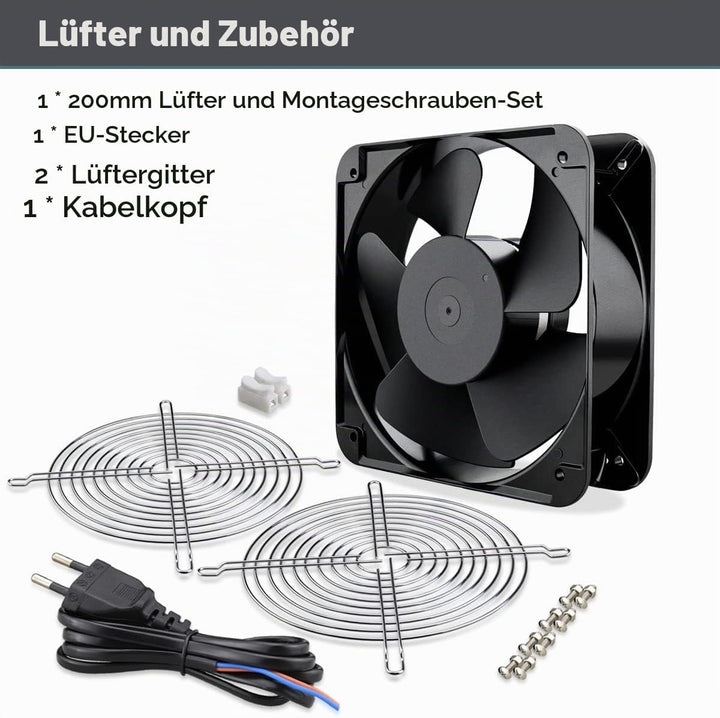 GDSTIME Lüfter 230V 200mm x 60mm 220V Lüfter Dual Kugellager 200mm Lüfter 20060 Axial Kühlung Lüfter