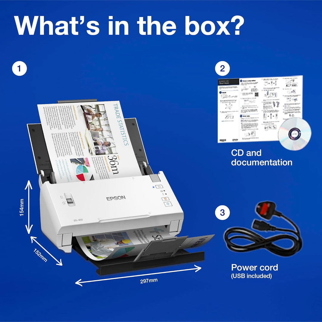 Epson Workforce DS-410 Desktop-Business-Scanner, 26 ppm, USB