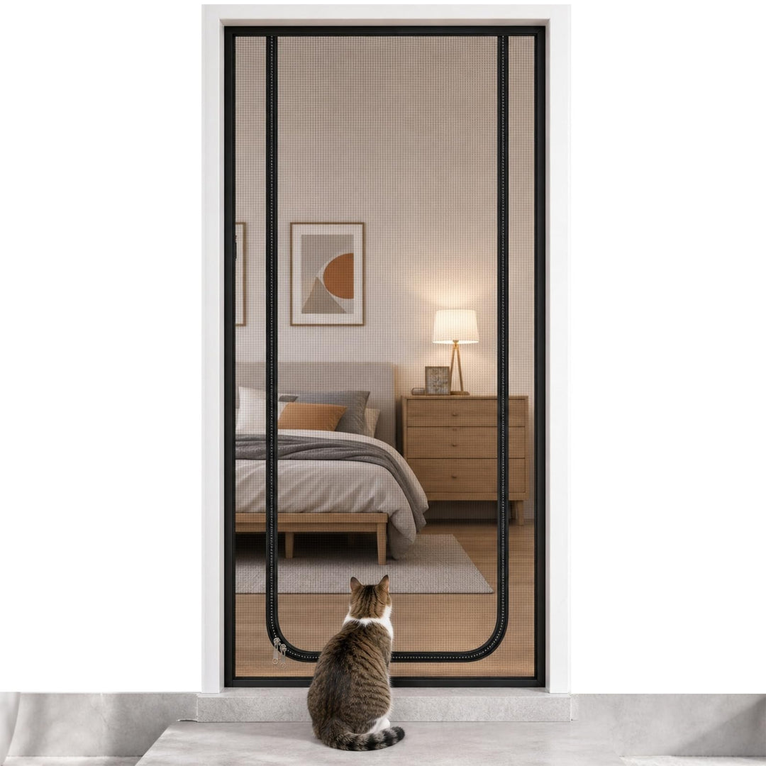 90cm x 200cm Katzengitter Tür - Katzengitter Balkontür Katzenschutz mit Reissverschluss Katzen aus L