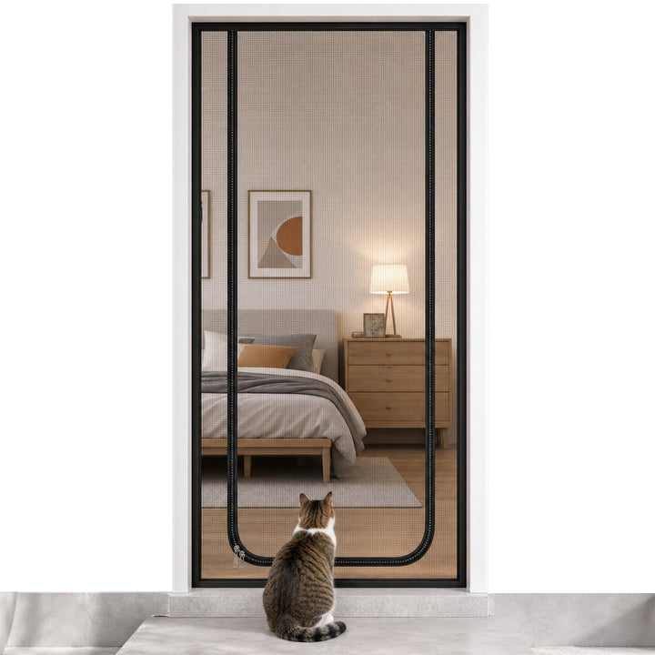 90cm x 200cm Katzengitter Tür - Katzengitter Balkontür Katzenschutz mit Reissverschluss Katzen aus L
