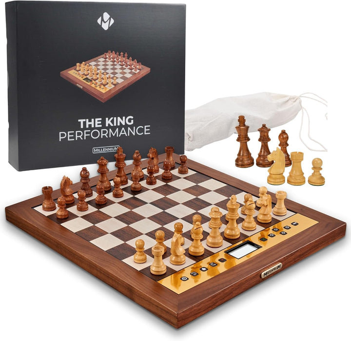 MILLENNIUM The King Performance M830 - Schachcomputer mit adaptiven Spielstufen. Mit Echtholz-Rahmen