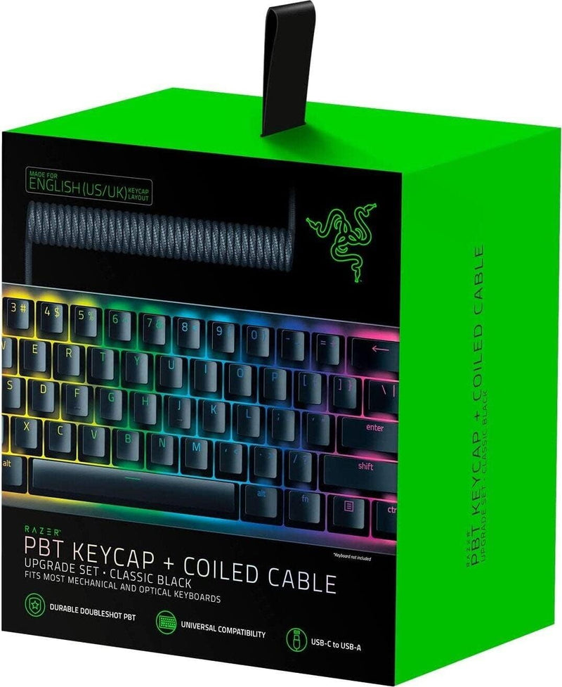 Razer Upgrade-Set mit PBT Tastenkappen + Spiralkabel (120 Doubleshot PBT Tasten, USB-C auf USB-A Kab