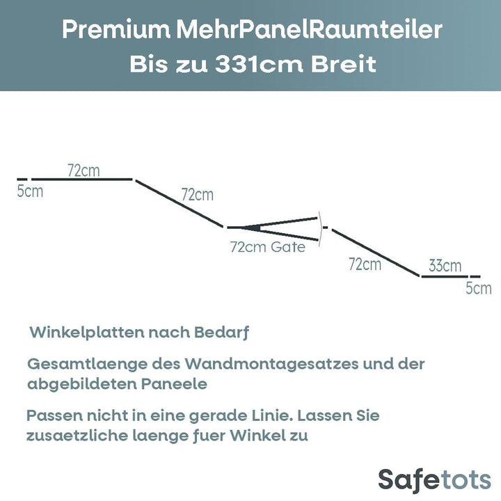 Safetots Premium MehrPanelRaumteiler, bis zu 331cm Breit, Schwarz, 70cm Hoch, MehrPanelflexible Raum