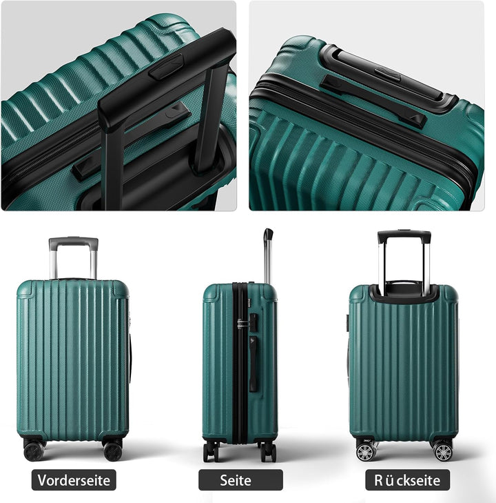 Koffer Trolley gross 76x51x30cm, Hartschalen Reisekoffer mit 4 Rollen & Zahlenschloss, leicht Handge