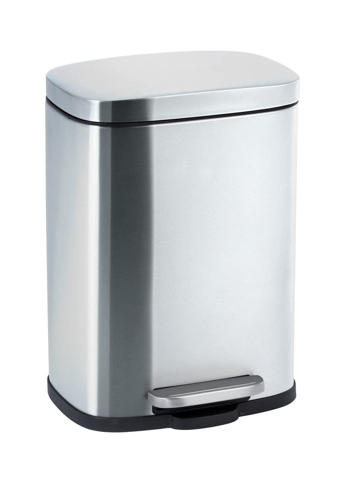 WENKO Kosmetikeimer Leno Easy Close, 5 Liter, puristischer Treteimer aus rostfreiem Edelstahl mit De