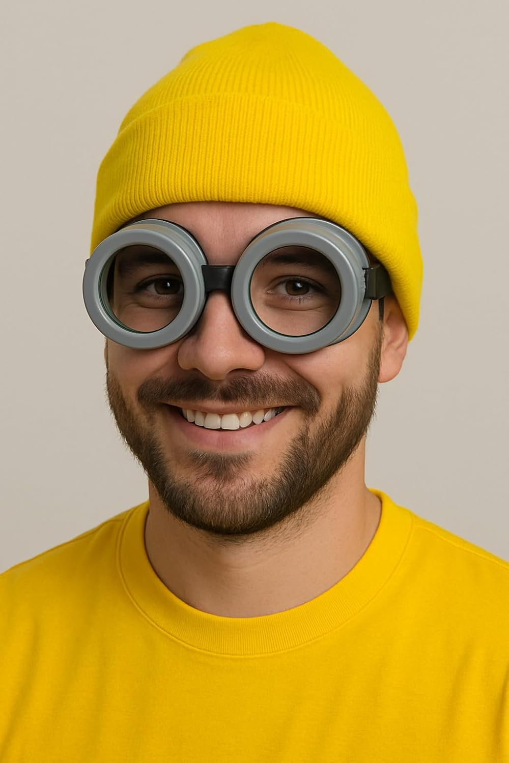 Balinco Cartoon Set Kostüm-Accessoire, Lustige Beanie mit Augen & Spassbrille, Unisex Comic-Look, Kl