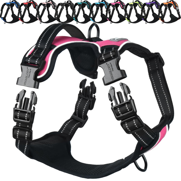 VIVAGLORY Easefit Hundegeschirr, Zugstopp Hundegeschirr Geschirr Hund Mit Griff, Anti Zieh Geschirr