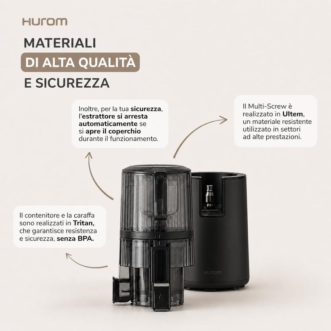 HUROM H70 Easy Clean Slow Entsafter | Entsafter für Gemüse mit hoher Kapazität | Kaltgepresster Ents