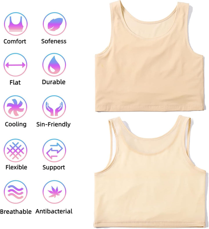 XUJI Binder Transgender FTM Atmungsaktiver Brust Binder S Nude, S Nude