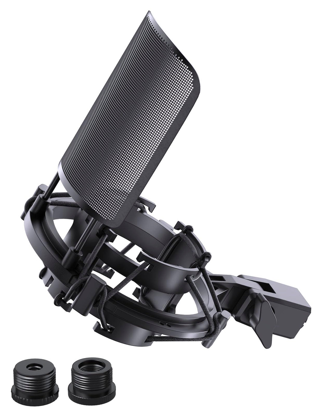 AT2020 Microphone Shock Mount Mikrofon-Stossdämpferhalterung mit Metall-Popfilter Anti-Vibrations-Au