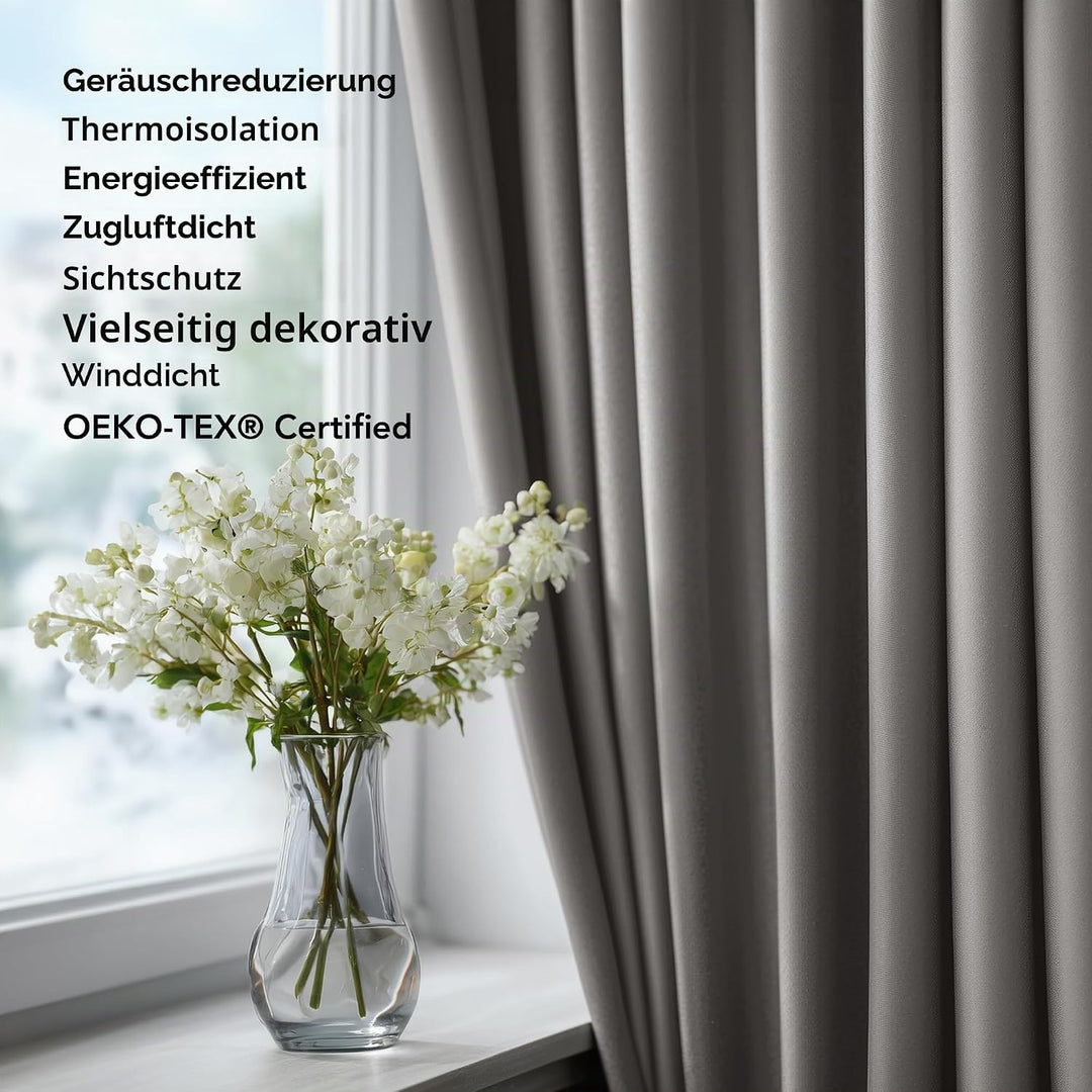 Deconovo Verdunkelungsvorhang Kälteschutz Gardinen Schlafzimmer Kälteschutzvorhang Blickdicht, 200x1