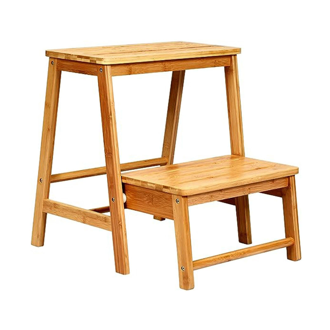 GOPLUS Klappbarer Tritthocker, 48cm hoch Fussbank aus Bambus bis 100 kg belastbar, Trittschemel mit