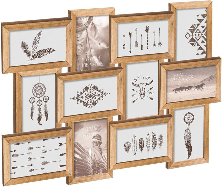 Fotocollage - Holz - 12 Fotos - Beige - Atmosphera créateur d'intérieur