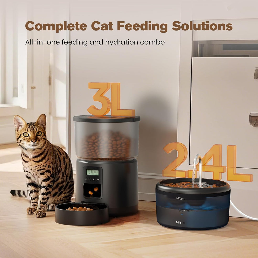 Futterautomat Katze Katzenfutter Automat und Katzenbrunnen: Futterspender Hunde mit Programmierbarem