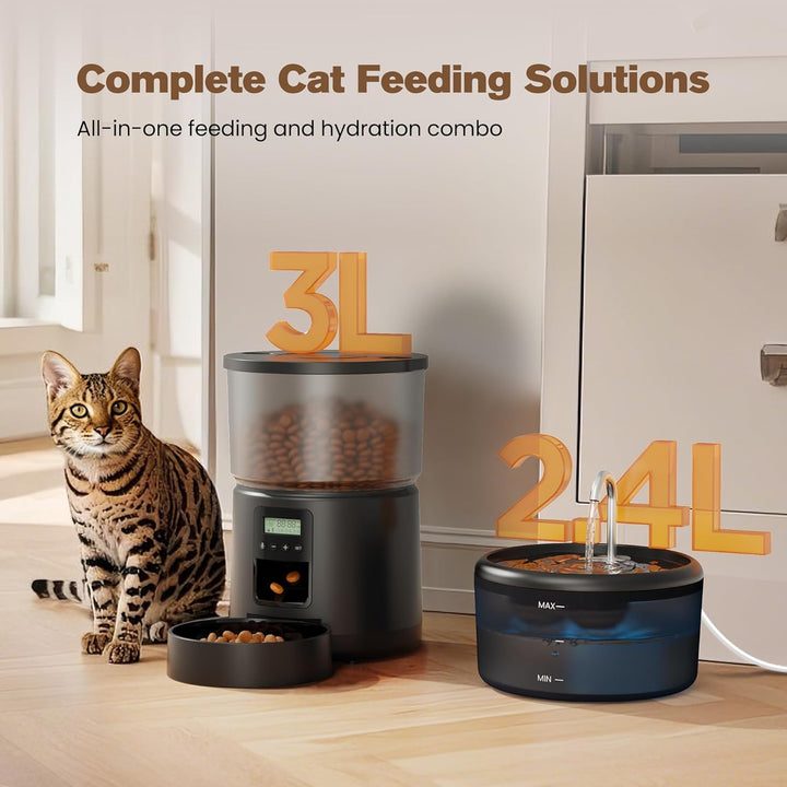 Futterautomat Katze Katzenfutter Automat und Katzenbrunnen: Futterspender Hunde mit Programmierbarem