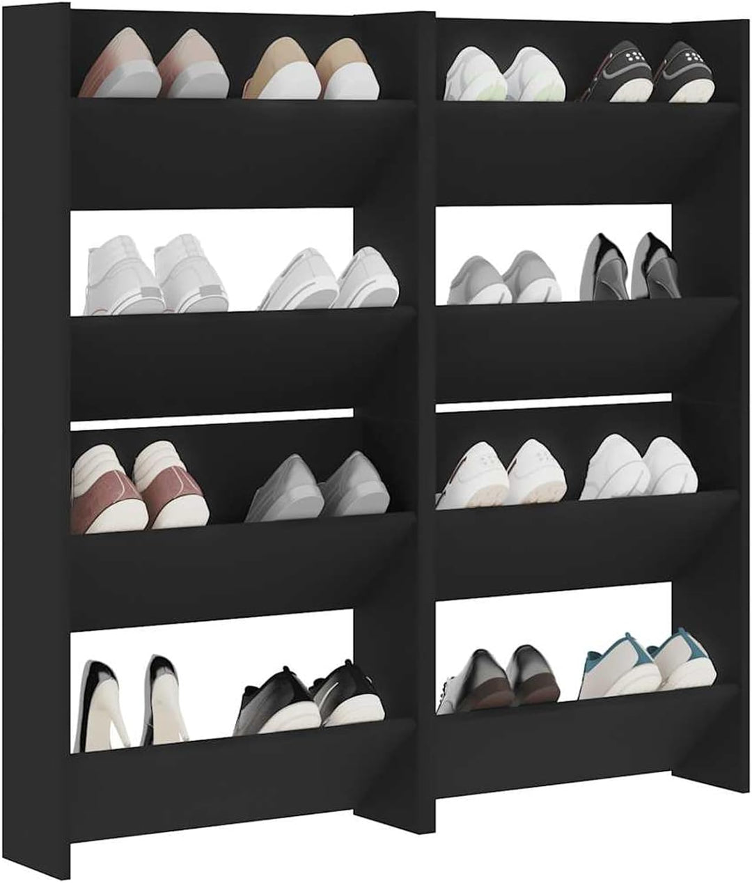 Susany 4 STK. Schuhschrank Hängend mit 2 Kippböden Ausgestattet, Schuhregal Wandmontage, Schuhorgani
