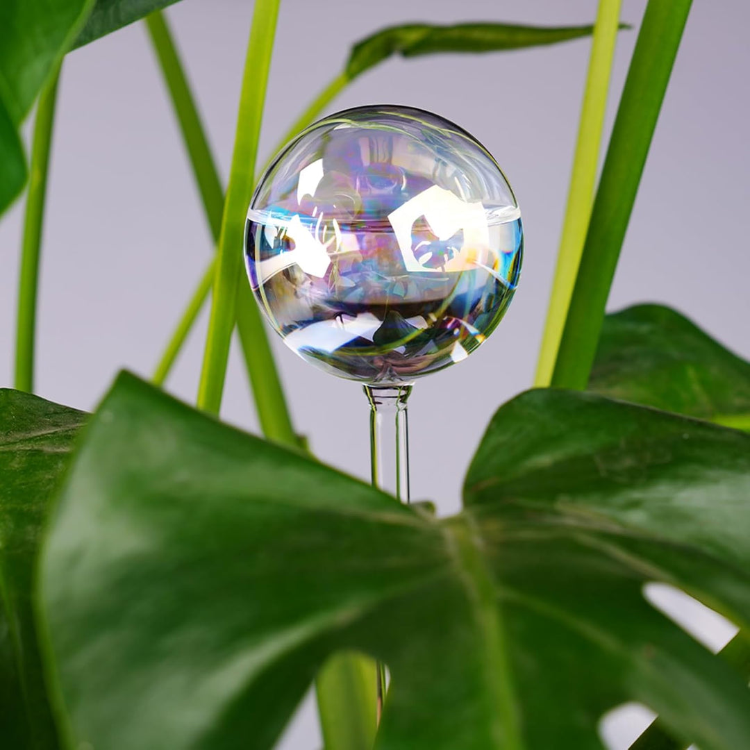 [4 Stück] Licht schillernder Regenbogen-Farbverlauf Farbe Klarglas Selbstbewässerung System Spikes,