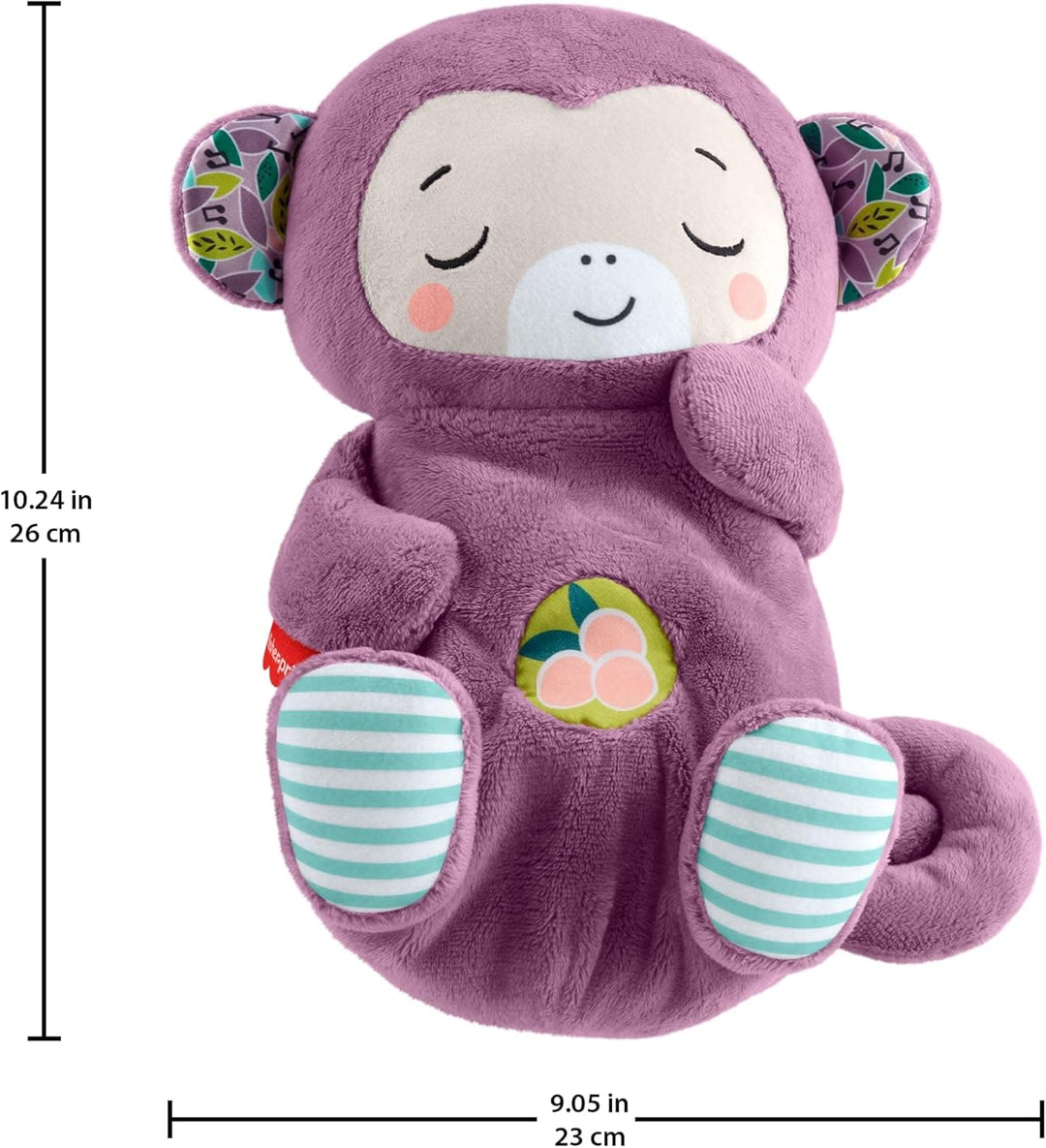 Fisher-Price Baby-Spielzeug Lila Schlummer-Affe, tragbare Plüsch-Spieluhr mit Atembewegungen und Lic