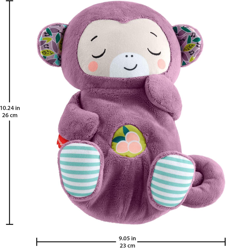 Fisher-Price Baby-Spielzeug Lila Schlummer-Affe, tragbare Plüsch-Spieluhr mit Atembewegungen und Lic