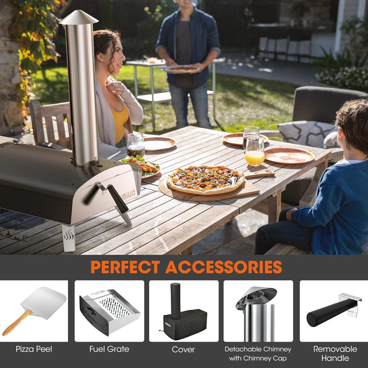 Mimiuo Pellet Pizzaofen,Outdoor pizzaofen mit 33x 33 cm Pizzastein und 36.5X 33.5cm Pizzaschalefel f