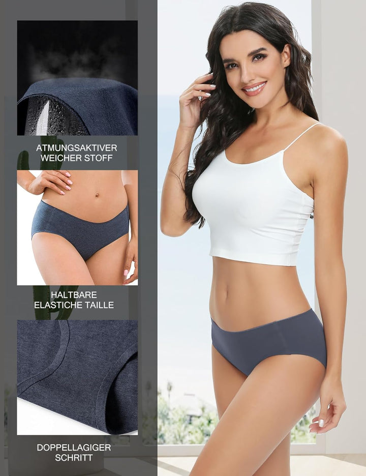 ALTHEANRAY Womens Underwear Cotton Underwear for Women Seamless Hipster Bikini Briefs Panties 6 Pack
