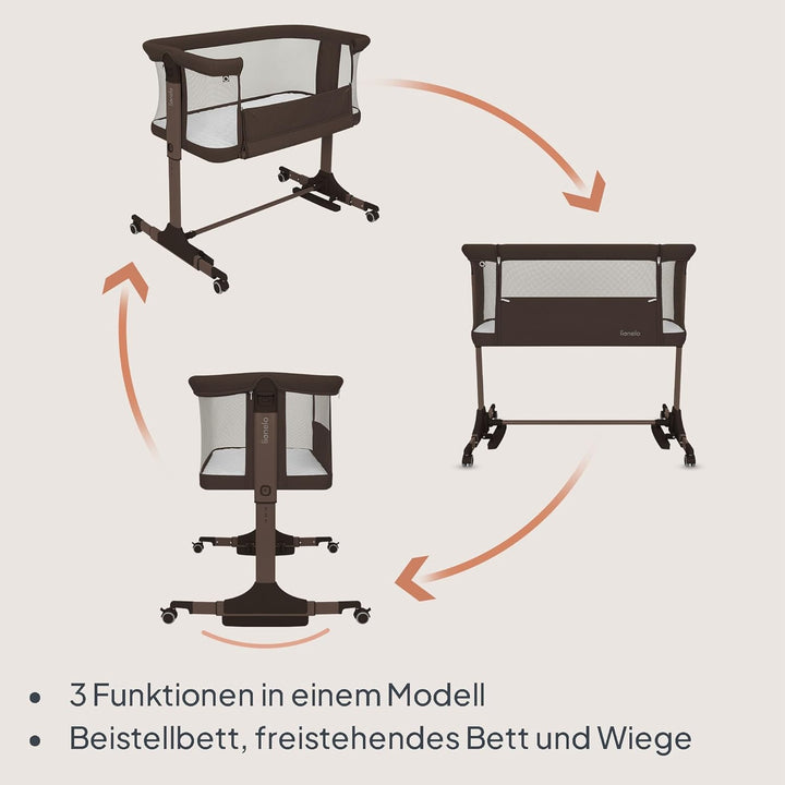 Lionelo Pari Beistellbett 3in1, 6-Fach höhenverstellbar mit Neigungsverstellung für Boxspringbett, a