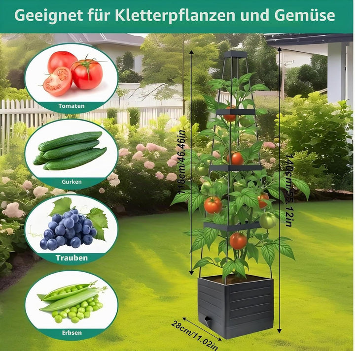Tomatentopf mit Spalier, 2pcs Tomaten Spalier mit Pflanzer 140CM Höhe einstellbar selbstbewässernde