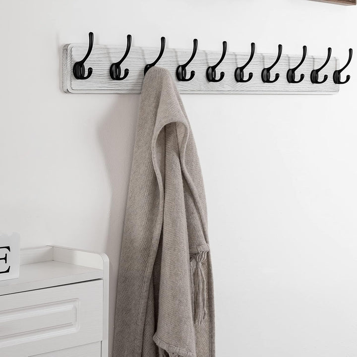 SKOLOO Bauernhaus-Stil Wand-Kleiderhaken, 2er-Pack, Kiefer Massivholz Garderobenständer - 10 Haken z