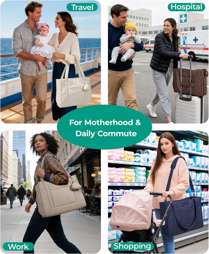 bagsmart Puffer Wickeltasche Kliniktasche Geburt Diaper Bag für Unterwegs Kamel, Kamel