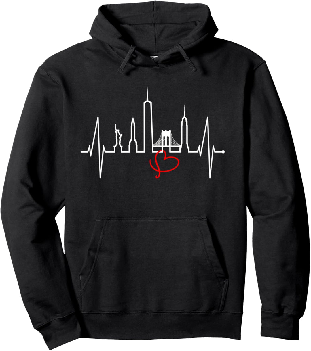 New York Skyline Herzschlag Freiheitsstatue NYC USA New York Pullover Hoodie