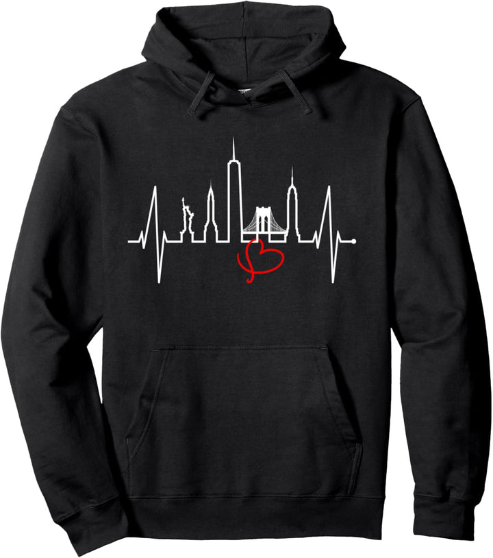 New York Skyline Herzschlag Freiheitsstatue NYC USA New York Pullover Hoodie