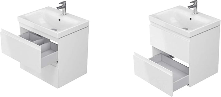 VBChome Badmöbel 80 cm Weiss mit Armatur und Pop-up ventil Waschbecken mit Unterschrank Waschtisch 2