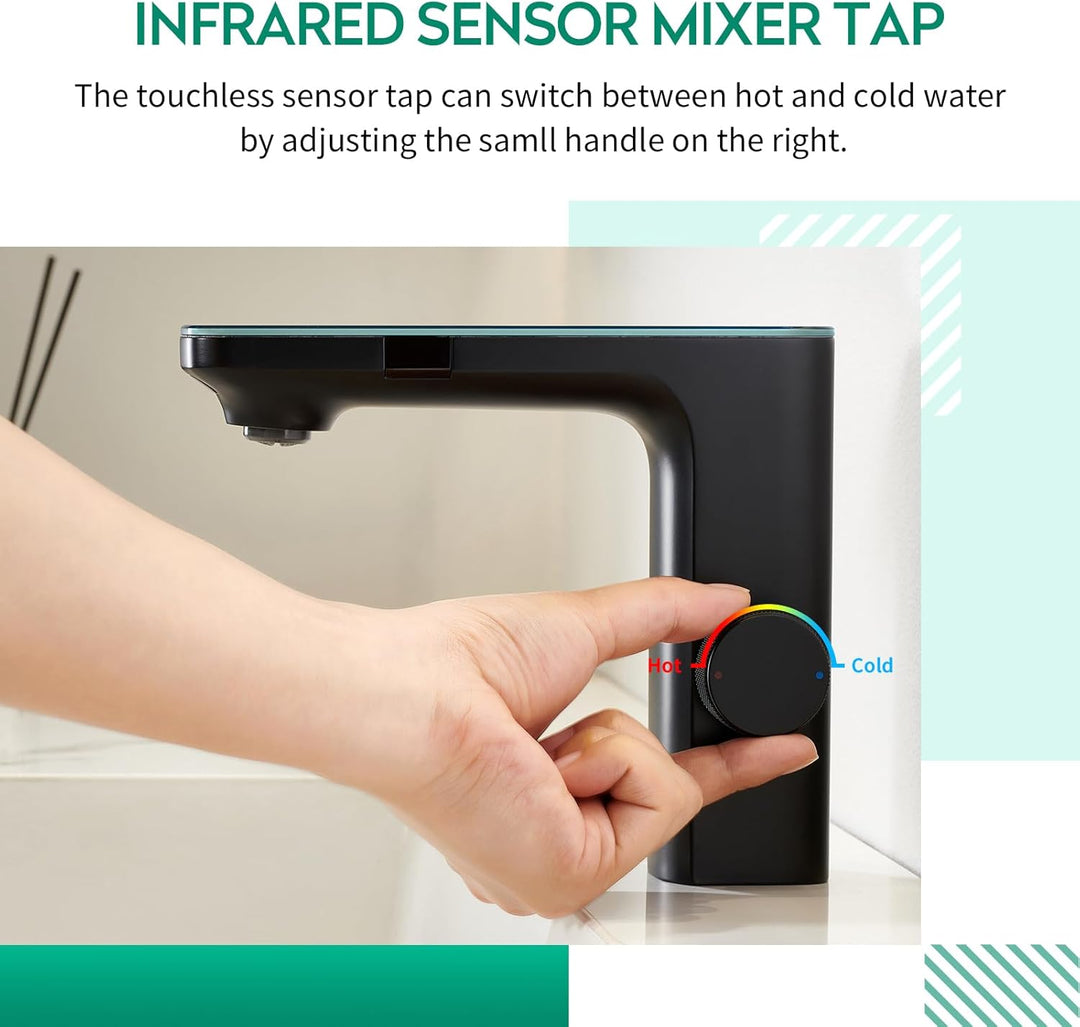 CREA Infrarot-Sensor Wasserhahn, automatische Mischbatterie für Bad, berührungsloser Waschtischarmat
