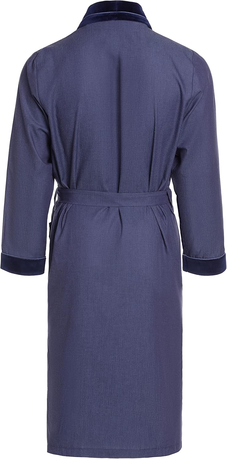R Revise Herren Morgenmantel RE-505-100% Baumwolle - Leicht und dünn – Elegant S Dunkelblau 50, S Du