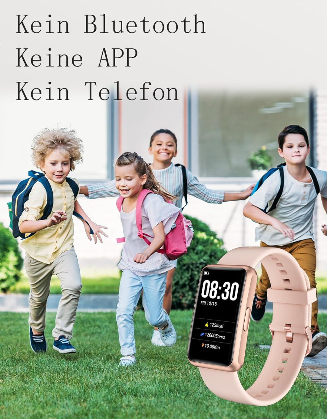 HUAKUA Schrittzähler Uhr (Ohne app und Handy) 1,47 Zoll Touchscreen Einfach Smartwatch Fitness Track