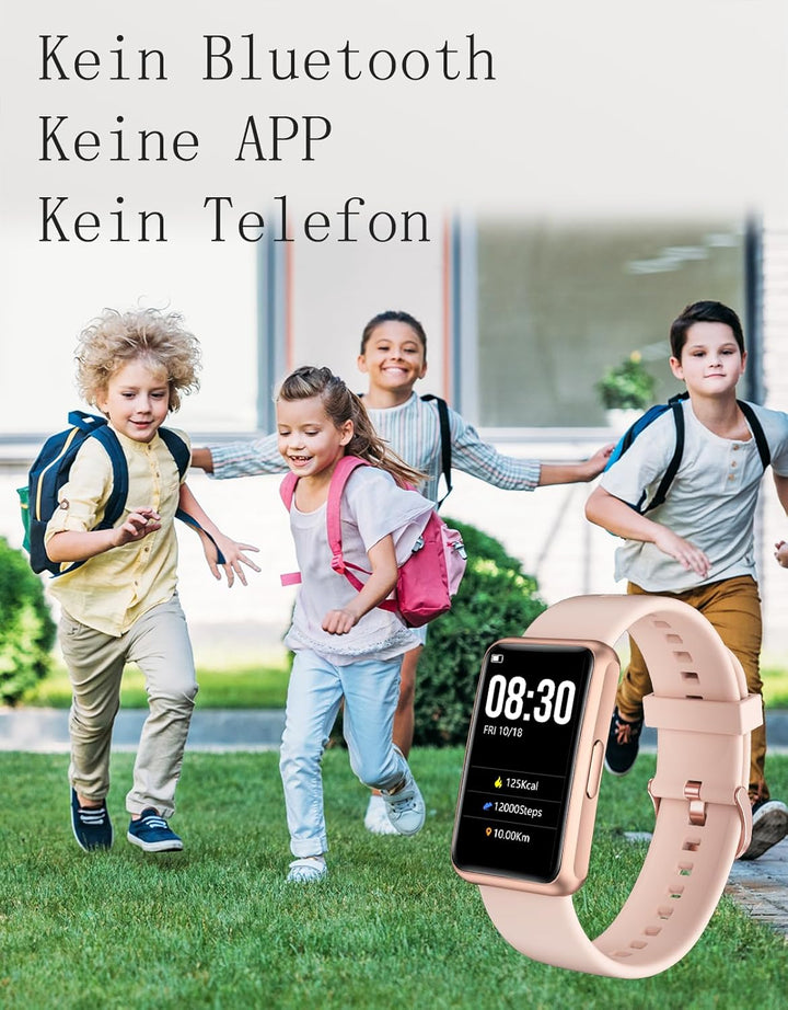 HUAKUA Schrittzähler Uhr (Ohne app und Handy) 1,47 Zoll Touchscreen Einfach Smartwatch Fitness Track
