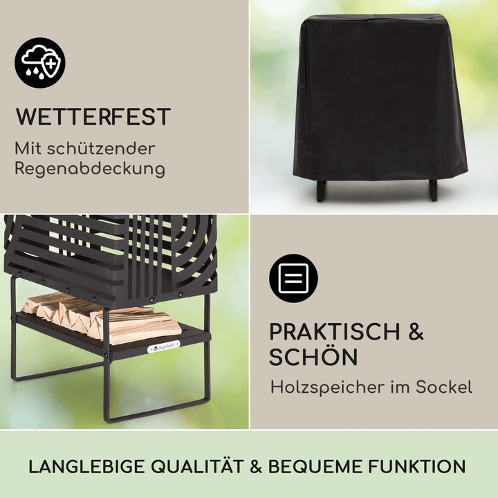 Blumfeldt Feuerschale, Outdoor Stahl-Feuerschale Gross für Balkon & Camping, Tragbarer Feuerkorb, Fe