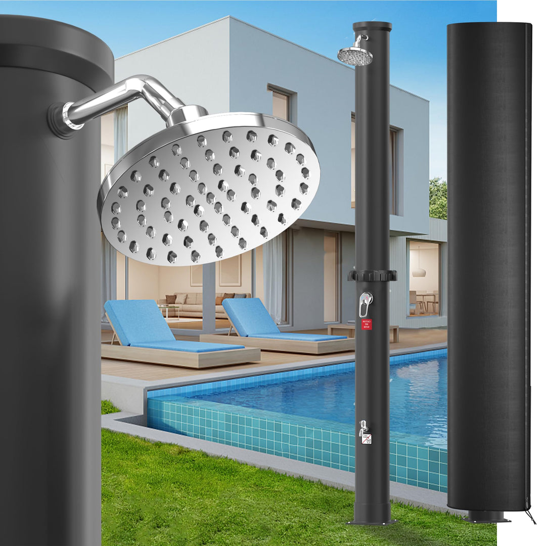 YRHome Schwarz Solardusche 40 Liter – Solar Gartendusche Pooldusche Campingdusche Aussendusche mit R