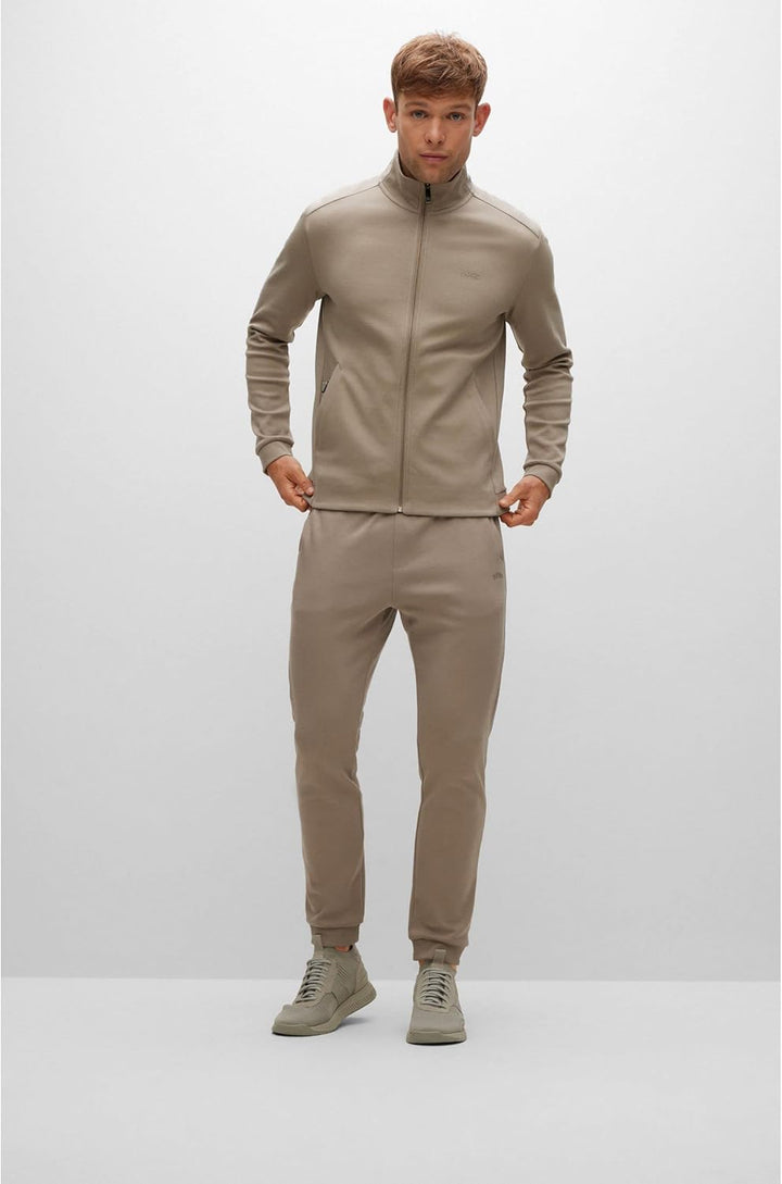 BOSS Herren Skaz Curved Sweatjacke aus Bio-Baumwolle mit geschwungenem Logo und Reissverschluss, XXL