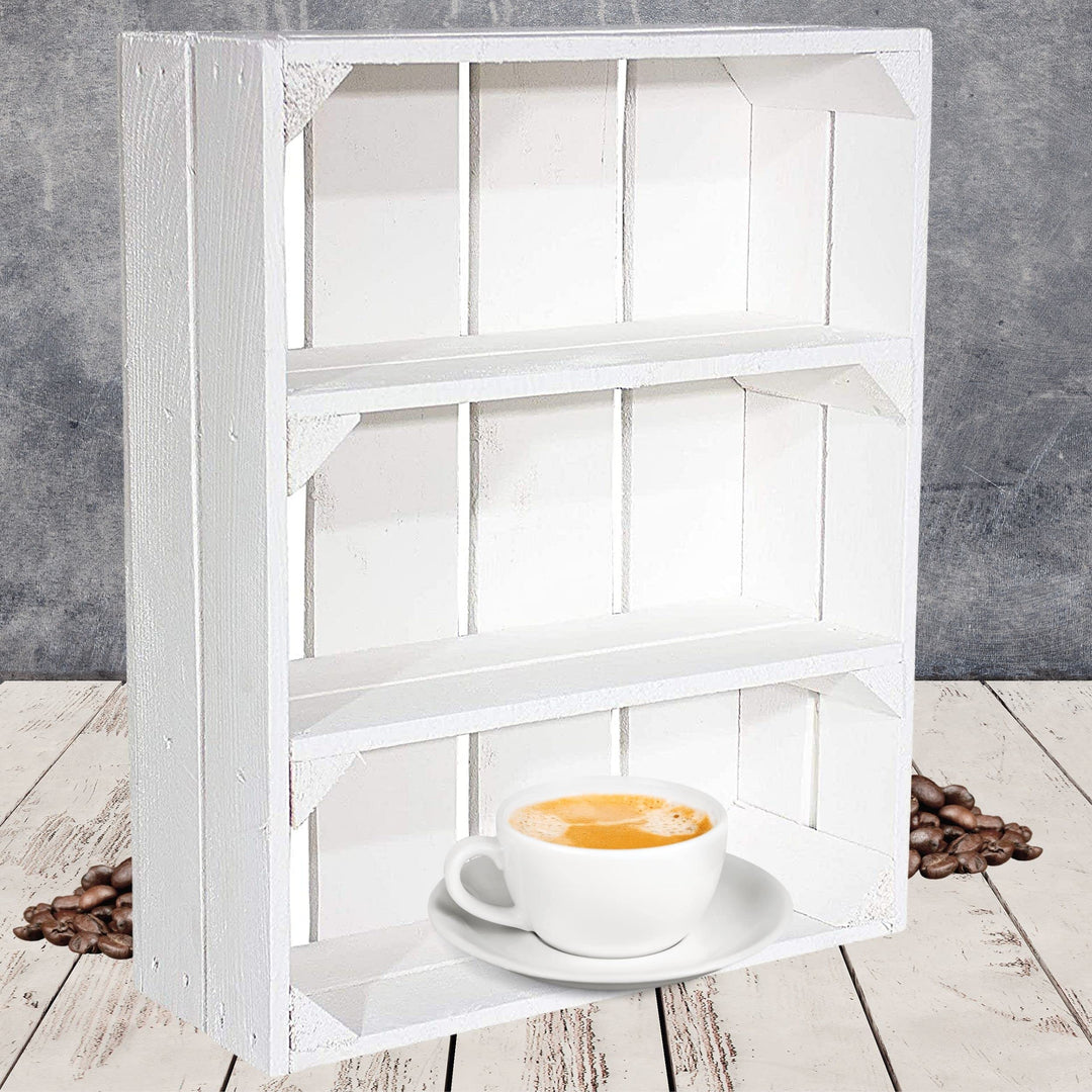 Vintage Möbel 24 GmbH Regalkiste Flach mit 3 Fächern Shabby Chic Serie 50x40,5x16cm